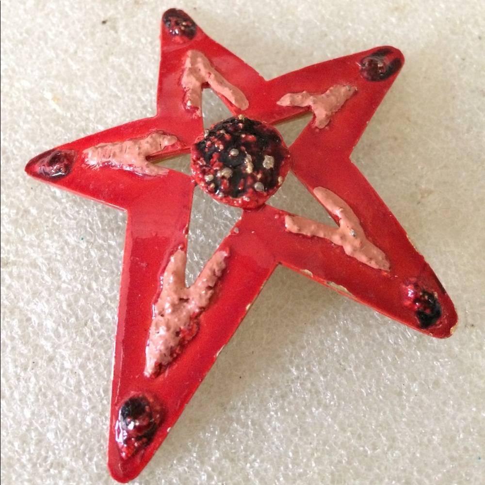 Vintage enamel star AK brooch